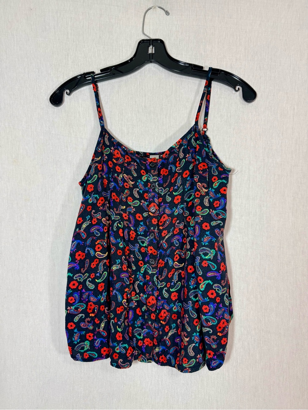 Mimi Chica M Floral Paisley Navy relaxed Tank Top with Red & Teal Accents